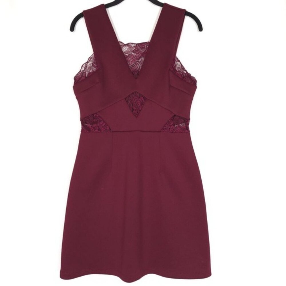 asos Women’s Dress Mini Lace A-Line Fit & Flare Sleeveless Lined Burgundy Size 8